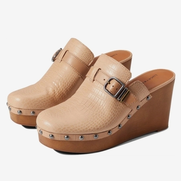 Lucky Brand Womens Zilkio Leather Clogs Wedge Sandals shoes sz 9.5M - Picture 1 of 14